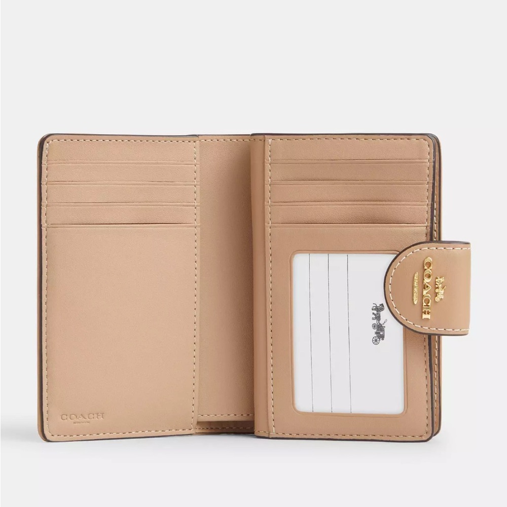 Coach Medium Corner Zip Wallet Signature Canvas Gold hardware/Dark Natural NWT - Picture 5 of 5